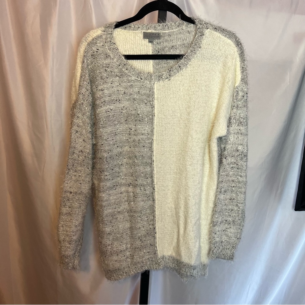 Joseph A Gray And Cream Color Block Fuzzy Sweater… - image 2
